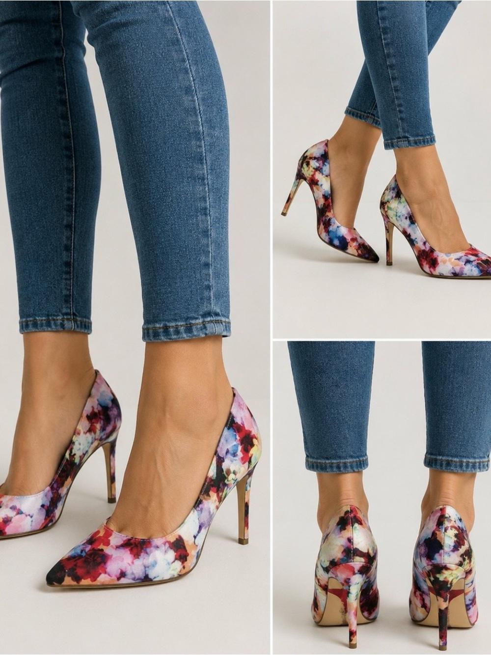 Dream Pairs Women's Multi Floral Print Pointed-Toe Stiletto Heels